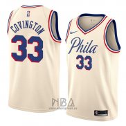 Camiseta Philadelphia 76ers Robert Covington NO 33 Ciudad 2018 Crema