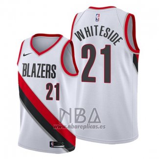 Camiseta Portland Trail Blazers Hassan Whiteside NO 21 Association Blanco