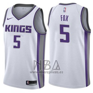 Camiseta Sacramento Kings De'Aaron Fox NO 5 Association 2017-18 Blanco