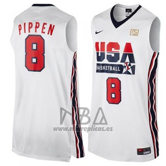 Camiseta USA 1992 Scottie Pippen NO 8 Blanco