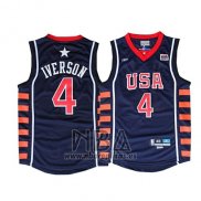 Camiseta USA 2004 Allen Iverson NO 4 Azul