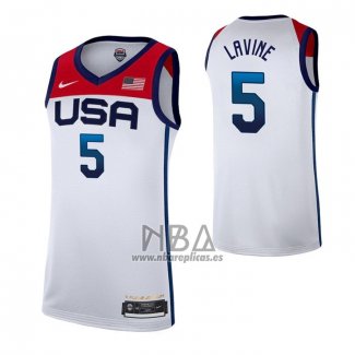 Camiseta USA 2021 Zach LaVine NO 5 Blanco