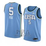 Camiseta 2019 Rising Star De'aaron Fox NO 5 World Azul