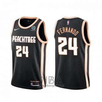 Camiseta Atlanta Hawks Bruno Fernando NO 24 Ciudad 2019-20 Negro