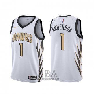 Camiseta Atlanta Hawks Justin Anderson NO 1 Ciudad Blanco