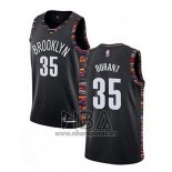 Camiseta Brooklyn Nets Kevin Durant NO 35 Ciudad 2019-20 Negro