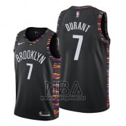 Camiseta Brooklyn Nets Kevin Durant NO 7 Ciudad 2019-20 Negro