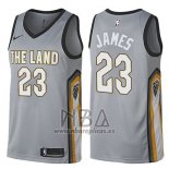 Camiseta Cleveland Cavaliers Lebron James NO 23 Ciudad Gris