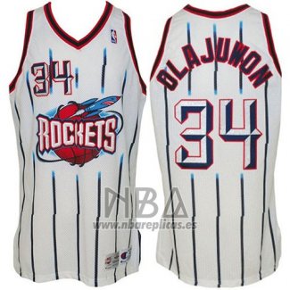 Camiseta Houston Rockets Hakeem Olajuwon NO 34 Retro Blanco