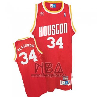 Camiseta Houston Rockets Hakeem Olajuwon NO 34 Retro Rojo