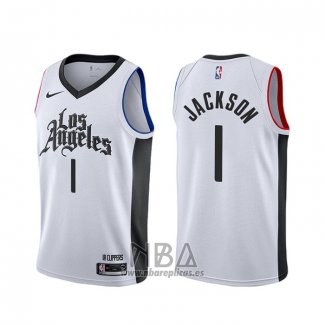 Camiseta Los Angeles Clippers Reggie Jackson NO 1 Ciudad Blanco