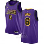 Camiseta Los Angeles Lakers Lebron James NO 6 2019-20 Ciudad Violeta