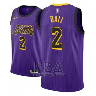 Camiseta Los Angeles Lakers Lonzo Ball NO 2 Ciudad 2018 Violeta