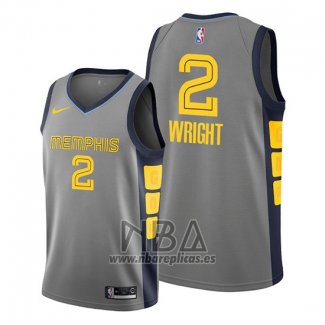 Camiseta Memphis Grizzlies Delon Wright NO 2 Ciudad Gris