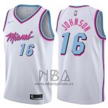 Camiseta Miami Heat James Johnson NO 16 Ciudad 2017-18 Blanco