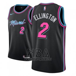 Camiseta Miami Heat Wayne Ellington NO 2 Ciudad 2018-19 Negro