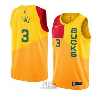 Camiseta Milwaukee Bucks George Hill NO 3 Ciudad 2018-19 Amarillo