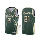 Camiseta Milwaukee Bucks Jrue Holiday NO 21 Earned 2020-21 Verde