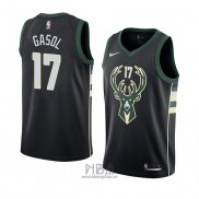 Camiseta Milwaukee Bucks Pau Gasol NO 17 Statement 2018 Negro