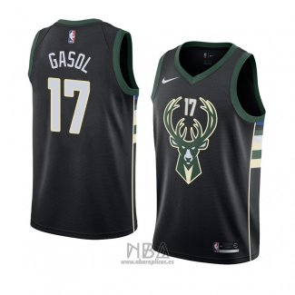 Camiseta Milwaukee Bucks Pau Gasol NO 17 Statement 2018 Negro