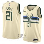 Camiseta Milwaukee Bucks Tony Snell NO 21 Ciudad 2018 Crema