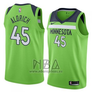 Camiseta Minnesota Timberwolves Cole Aldrich NO 45 Statement 2018 Verde