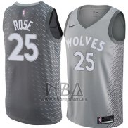 Camiseta Minnesota Timberwolves Derrick Rose NO 25 Ciudad 2018 Gris