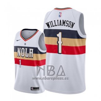 Camiseta New Orleans Pelicans Zion Williamson NO 1 Earned 2019-20 Blanco