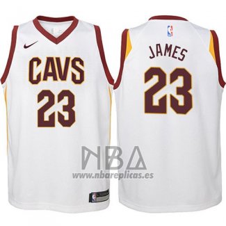 Camiseta Nino Cleveland Cavaliers LeBron James NO 23 2017-18 Blanco