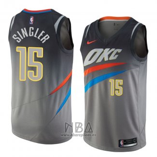 Camiseta Oklahoma City Thunder Kyle Singler NO 15 Ciudad 2018 Gris