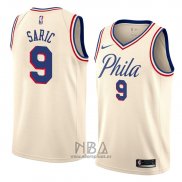 Camiseta Philadelphia 76ers Dario Saric NO 9 Ciudad 2018 Crema