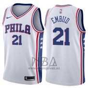 Camiseta Philadelphia 76ers Joel Embiid NO 21 2017-18 Blanco