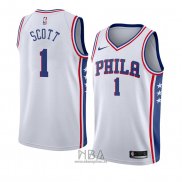 Camiseta Philadelphia 76ers Mike Scott NO 1 Association 2018 Blanco