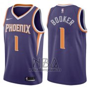 Camiseta Phoenix Suns Devin Booker NO 1 2017-18 Violeta