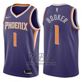 Camiseta Phoenix Suns Devin Booker NO 1 2017-18 Violeta