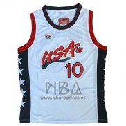 Camiseta USA 1996 Reggie Miller NO 10 Blanco