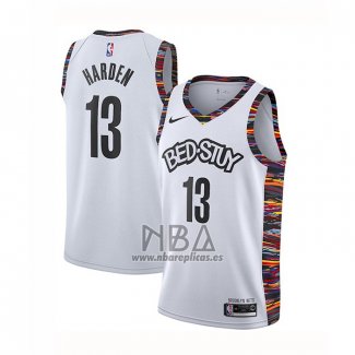 Camiseta Brooklyn Nets James Hardenl NO 13 Ciudad 2020 Blanco