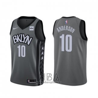 Camiseta Brooklyn Nets Justin Anderson NO 10 Statement Gris