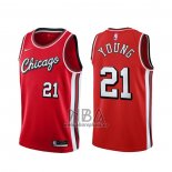 Camiseta Chicago Bulls Thaddeus Young NO 21 Ciudad 2021-22 Rojo