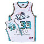 Camiseta Detroit Pistons Grant Hill NO 33 Retro Blanco2