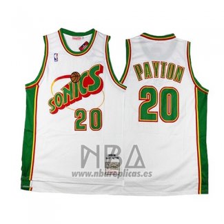 Camiseta Historic Retro Seattle SuperSonics Gary Payton NO 20 Blanco