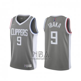 Camiseta Los Angeles Clippers Serge Ibaka NO 9 Earned 2020-21 Gris