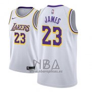 Camiseta Los Angeles Lakers Lebron James NO 23 Association 2018-19 Blanco