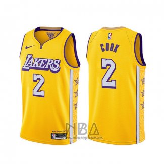 Camiseta Los Angeles Lakers Quinn Cook NO 2 Ciudad 2019-20 Amarillo