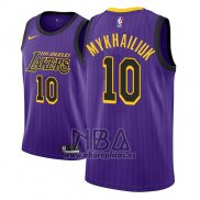 Camiseta Los Angeles Lakers Sviatoslav Mykhailiuk NO 10 Ciudad 2018 Violeta