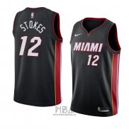 Camiseta Miami Heat Jarnell Stokes NO 12 Icon 2018 Negro