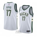 Camiseta Milwaukee Bucks Bucks Pau Gasol NO 17 Association 2018 Blanco