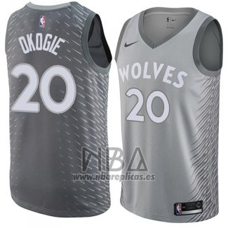 Camiseta Minnesota Timberwolves Josh Okogie NO 20 Ciudad 2018 Gris