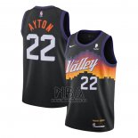 Camiseta Phoenix Suns Deandre Ayton NO 22 Ciudad 2020-21 Negro