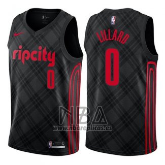 Camiseta Portland Trail Blazers Damian Lillard NO 0 Ciudad Negro